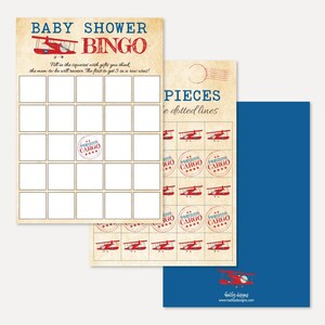 Plantilla de juego de bingo de baby shower de avión - imprimible, baby shower de bingo, guardería de bingo para bebés, bingo de baby shower, juego de baby shower