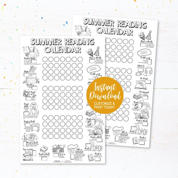 reading calendar for kids reading wall calendar monthly etsy