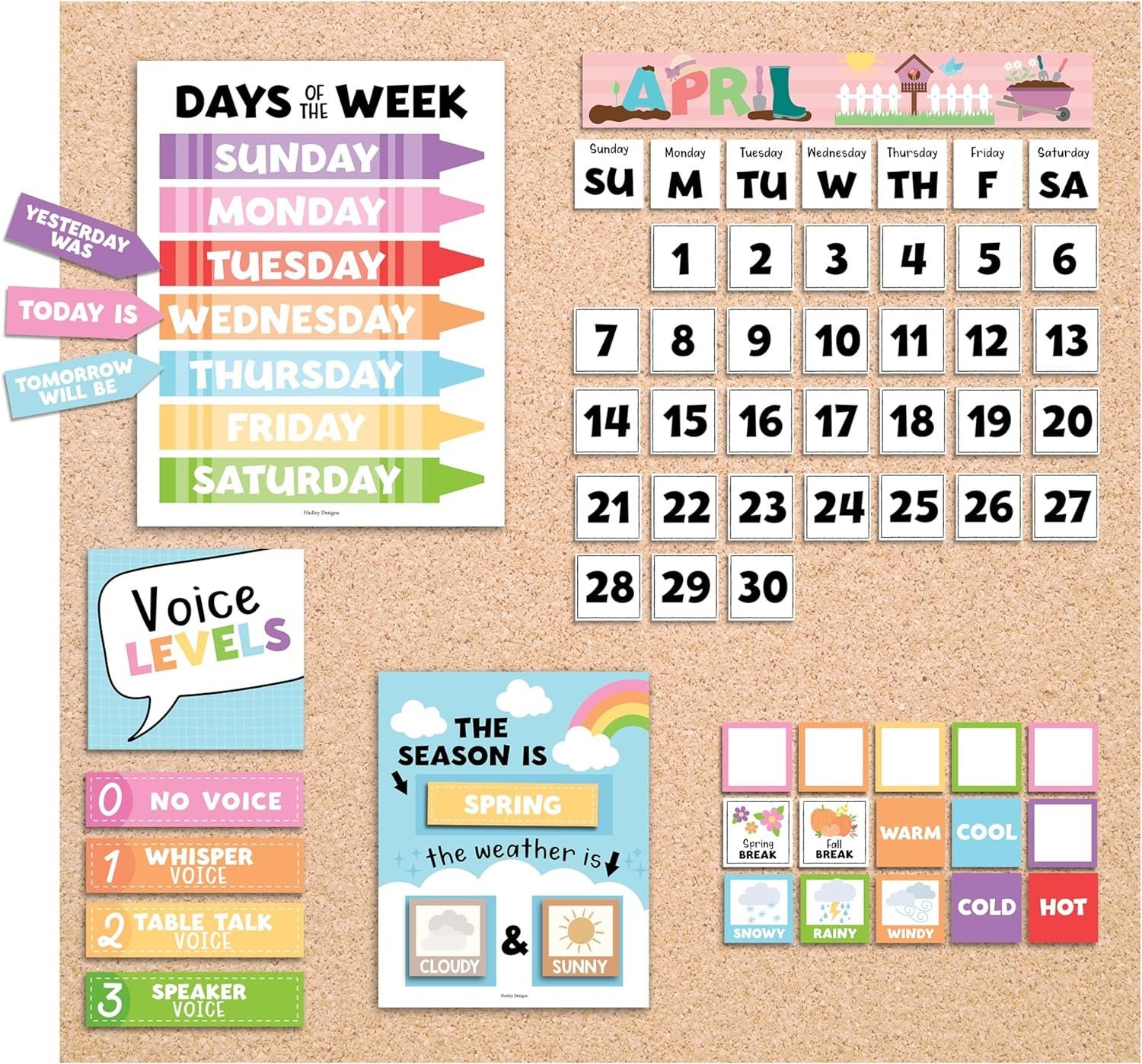 Colorful Classroom Calendar Set Bulletin Board Bulletin Board