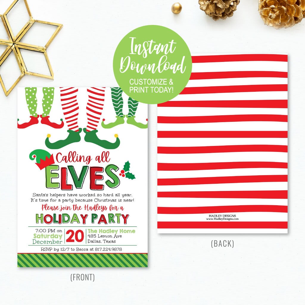 Editable Invitation Christmas Christmas Eve Invitations | Etsy