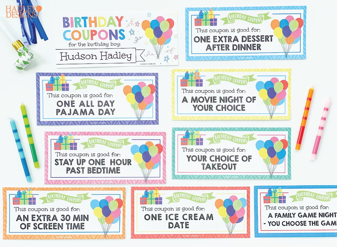 Printable Birthday Coupon Template Editable Gift Voucher Etsy