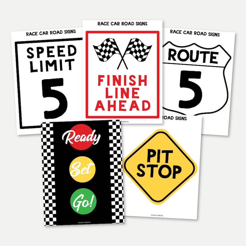 Race Car Birthday Party Road Signs Editable Racing Cars Party Etsy