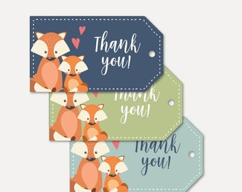 Fox Baby Shower Thank You Favor Tags Template -Thank You Favor Tag Baby Shower, Thank You Favor Tag Printable, Shower Thank