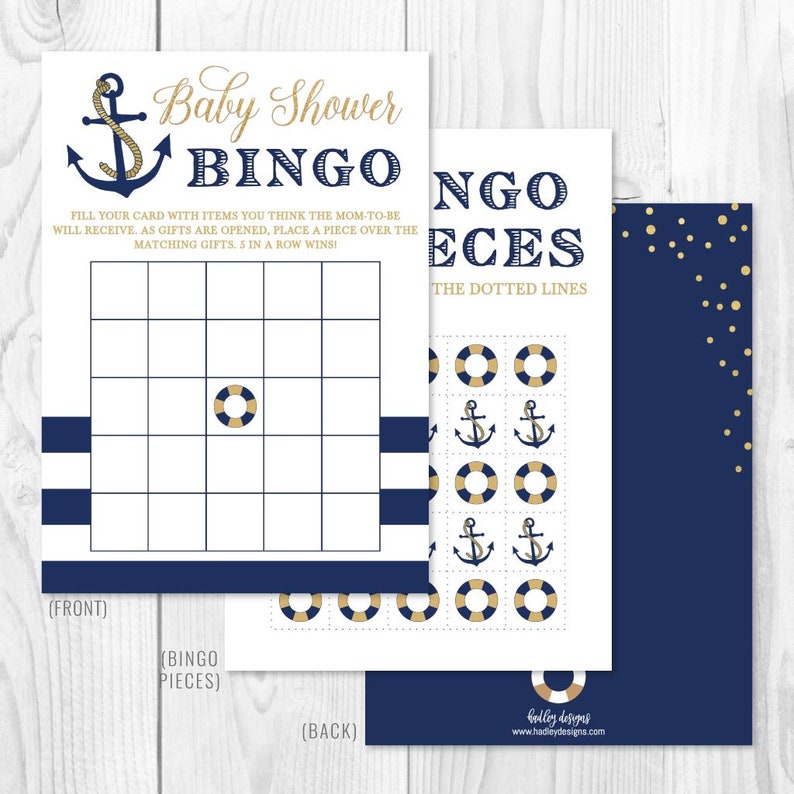 Nautical Baby Shower Bingo Game Template Bingo Baby Shower Etsy