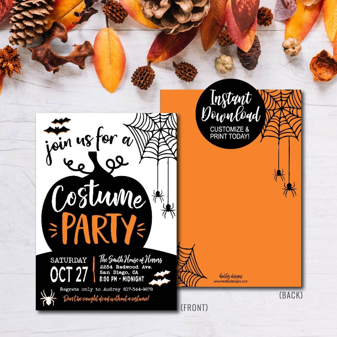 Halloween Costume Party Invitation Template, Editable Costume Party Halloween Costume Party Invitation Template, Editable Costume Party
