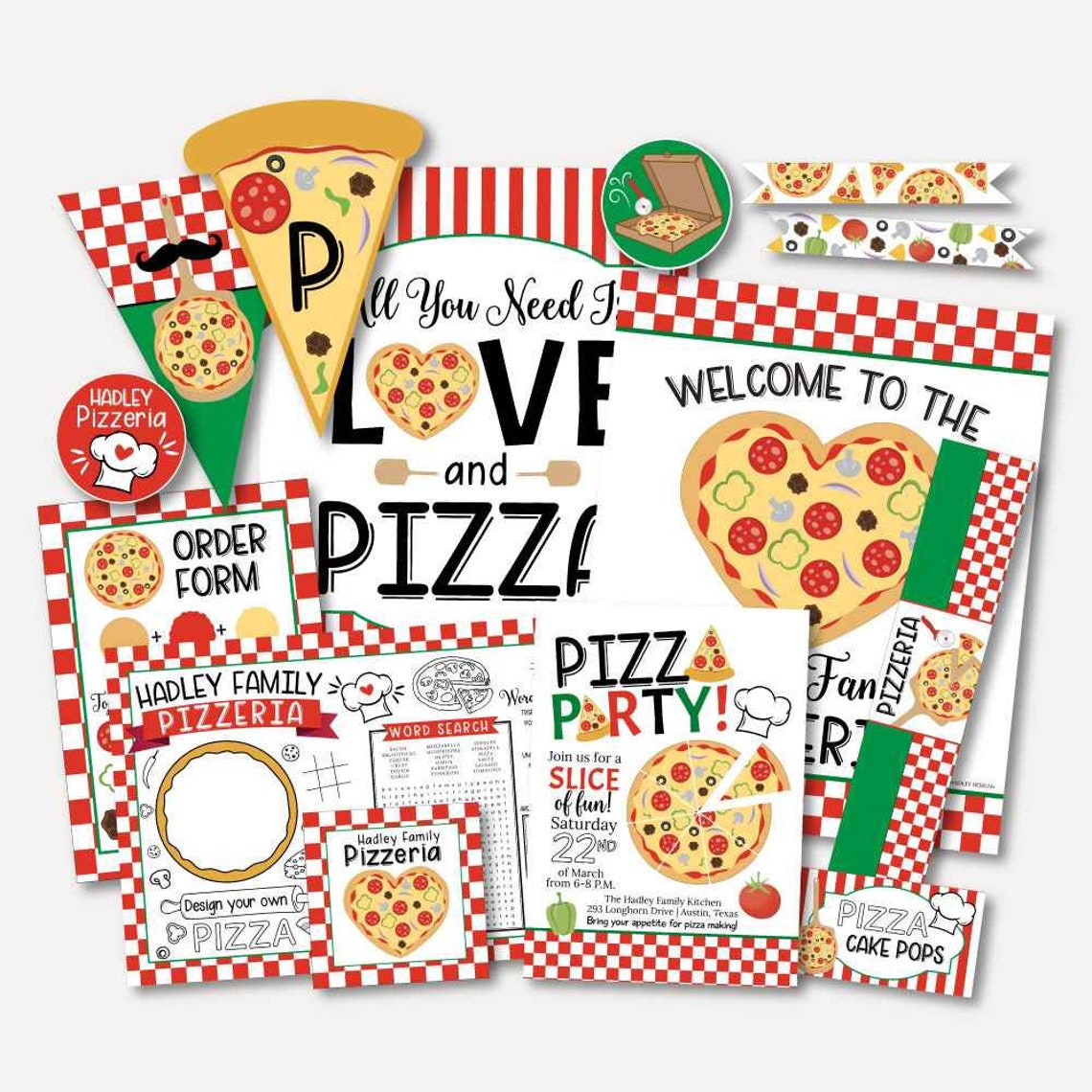 Pizza Party Complete Package Template Pizza Party Creat Your Etsy