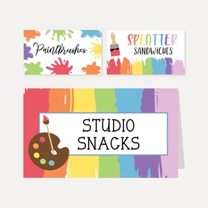 Plantilla de tarjetas de tienda de comida para fiestas de Art Kids, tarjeta de tienda de comida editable, tarjetas de tienda de comida imprimibles, tarjetas de tienda de comida