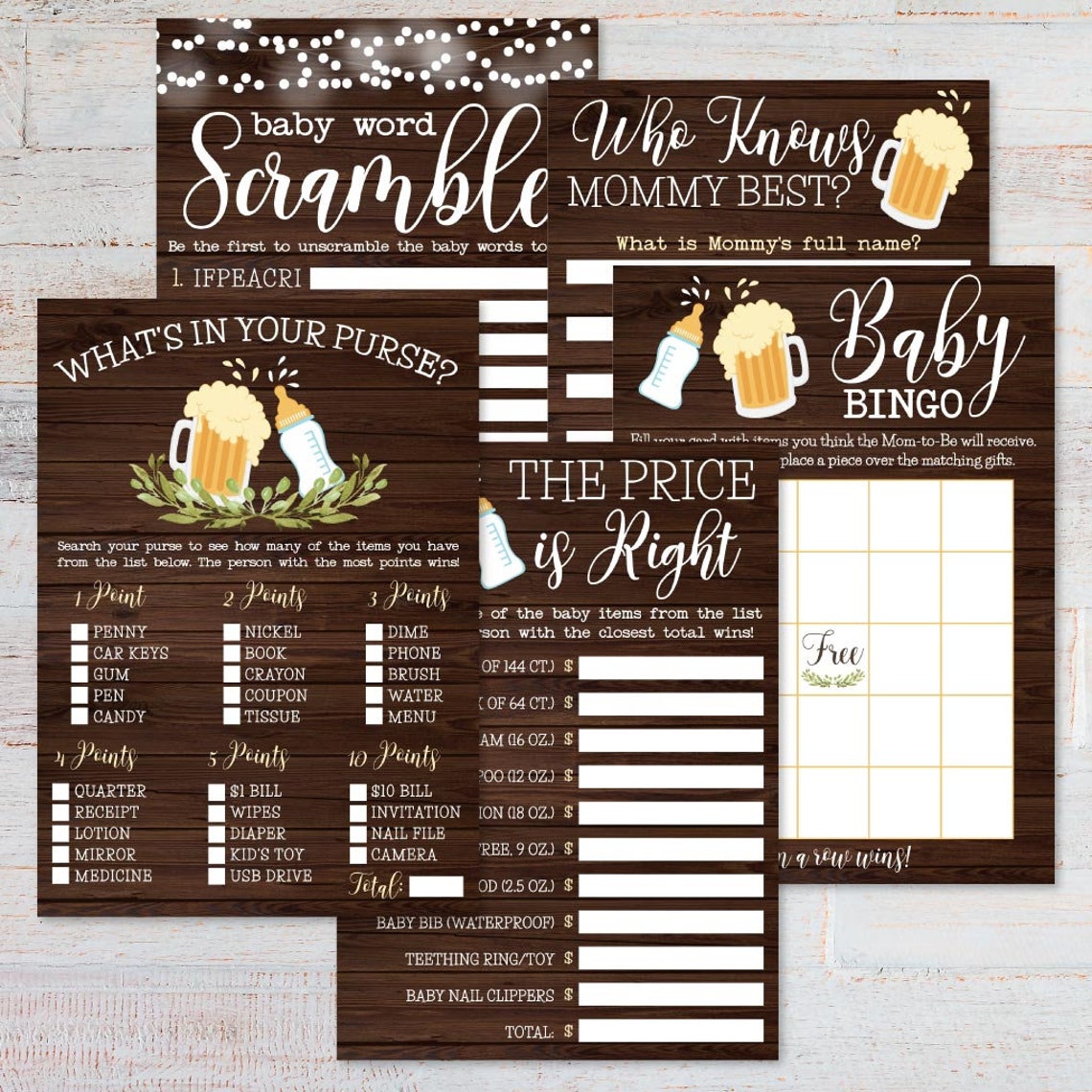 A Baby is Brewing Baby Shower Game Set Templates bingo Word Etsy