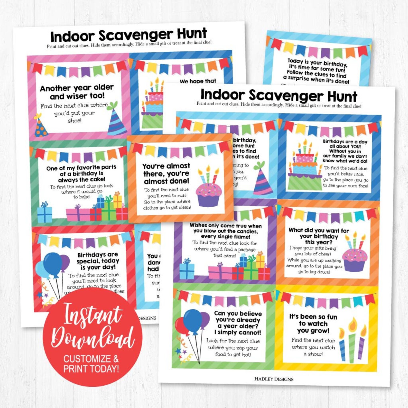 Birthday Scavenger Hunt Printable Treasure Hunt Clue Cards Etsy Sexiz Pix
