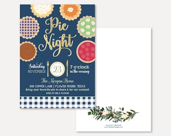 Pie Night Invitation Template, Printable Pie Party Invite Card for Pie Making Contest, Pie Competition, Friendsgiving, or Fall Party Invites