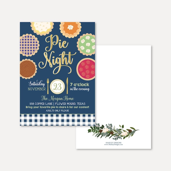 Pie Night Invitation Template, Printable Pie Party Invite Card for Pie Making Contest, Pie Competition, Friendsgiving, or Fall Party Invites
