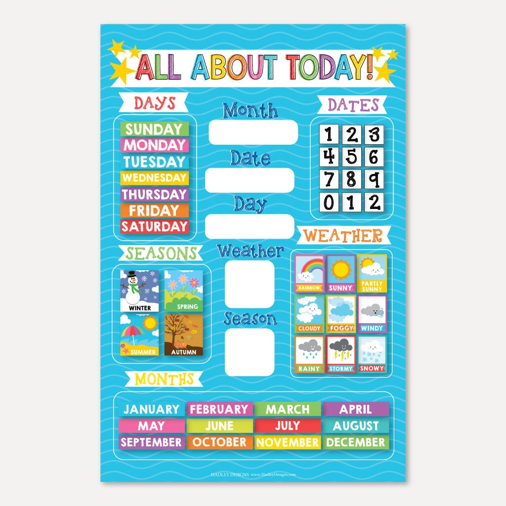 CVARRISE Horloge Calendrier Montessori Pour Enfants - Tableau D'Apprentissage Temps Et Saisons