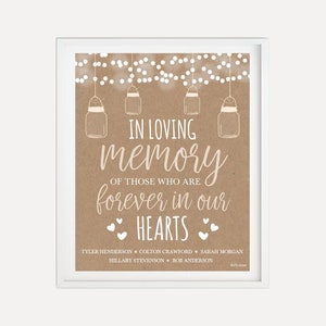 Modello di segno di matrimonio rustico Kraft con luci dell'albero in amorevole memoria - Segno del paradiso del matrimonio, in amorevole memoria, in amorevole memoria dei segni di nozze