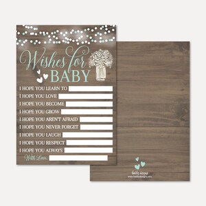Houten rustieke bloemen jongen baby shower wensen kaartsjabloon - baby goed wensen, goed wensen voor babyboek, baby douche goed wensen moeder sjabloon