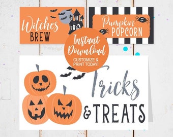 Halloween Buffet Card, Halloween Food Decorations, Printable Halloween Labels, Halloween Food Signs, Printable Halloween Labels, Editable