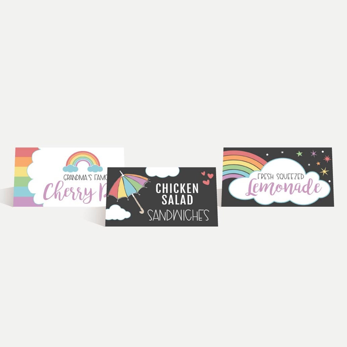 Rainbow Baby Shower Food Tent Cards Template Food Tent Card Etsy