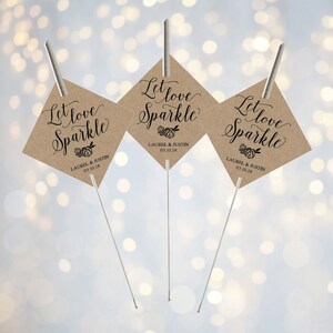 Printable Let Love Sparkle Tags for Sparklers, Rustic Kraft Wedding Sparkler Holder Tag, Personalized Exit Send Off Sleeves DIY PDF Template