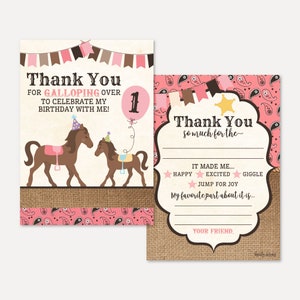 Cowgirl Kids Party Vul de lege bedankkaartsjabloon in - Vul de lege bedankkaart in, kinderen vullen in, vul de notitie in