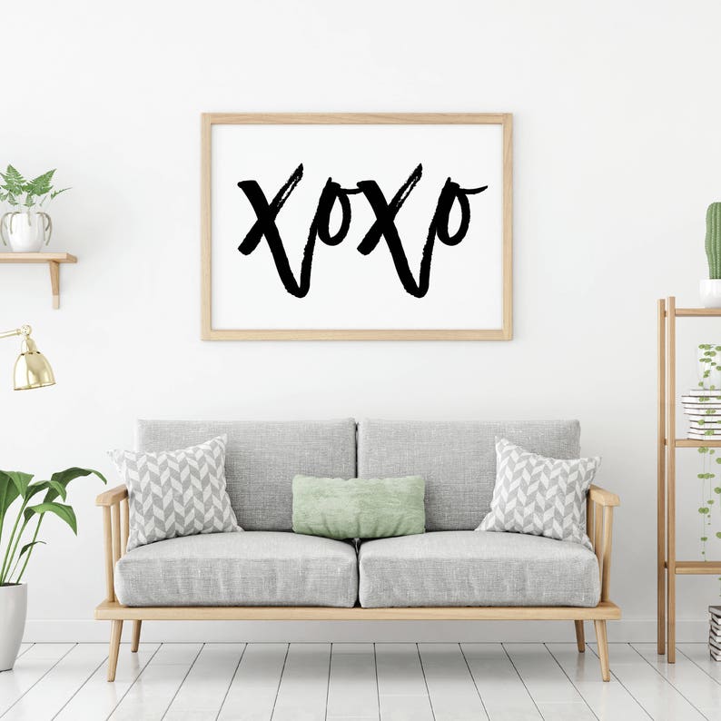 XOXO Printable Hugs and Kisses Sign Office Wall Art Black Etsy