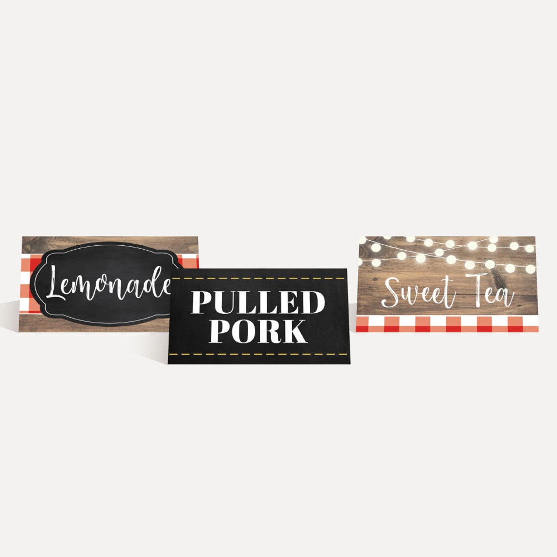 BBQ Baby Shower Food Tent Cards Template Food Tent Card Etsy