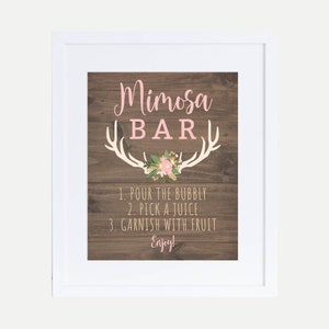 Oh Deer Girl Baby Shower Mimosa Sign Template - Baby Shower Mimosa Bar Sign, Baby Shower Alcohol Sign, Hadley Designs, Instant Download