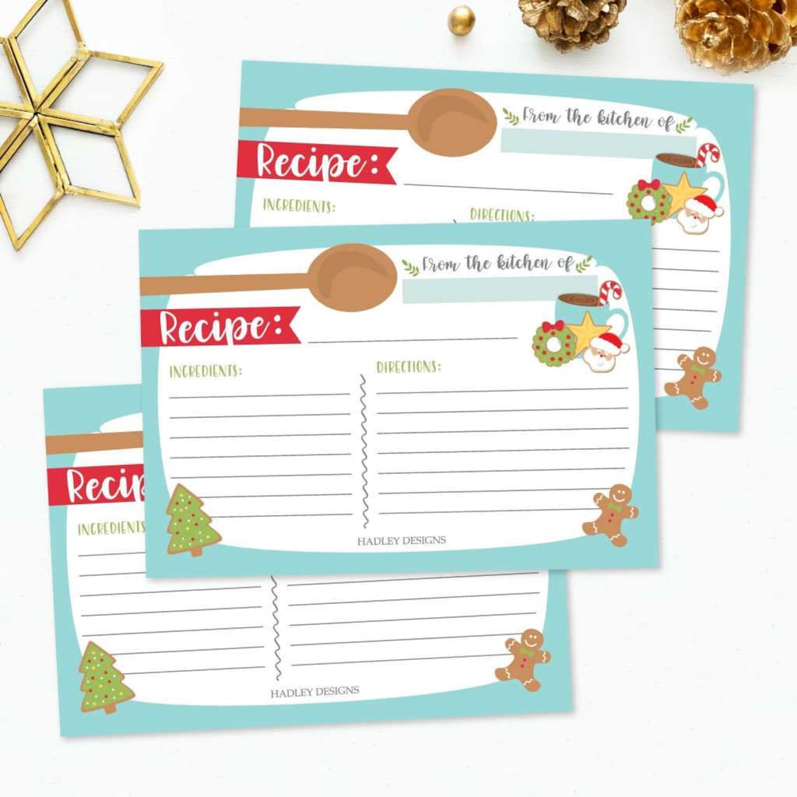 Christmas Cookie Exchange Recipe Card Template Printable - Etsy