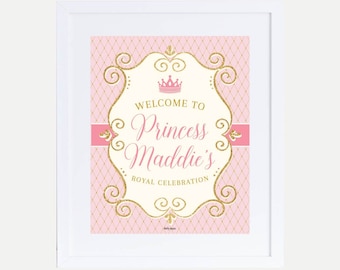 Princess Kids Party Welcome Sign Template - Birthday Welcome Sign Poster, Birthday Welcome Board, Birthday Welcome Sign Instant Download