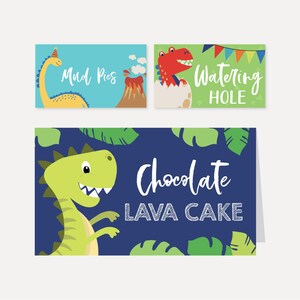 Dinosaur Kids Party Food Tent Cards Template -Editable Food Tent Card, Printable Food Tent Cards, Food Tent Cards Instant Download
