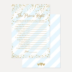 Blue Vertical Stripes The Price Is Right Baby Shower Game Printable, The Price Is Right Girl Baby Shower, The Price is Right Game