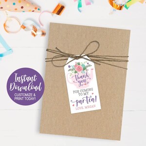 Printable Thank You Card for Kids, Birthday Thank You Tags, Kids Party Favors Sign, Tea Thank ...