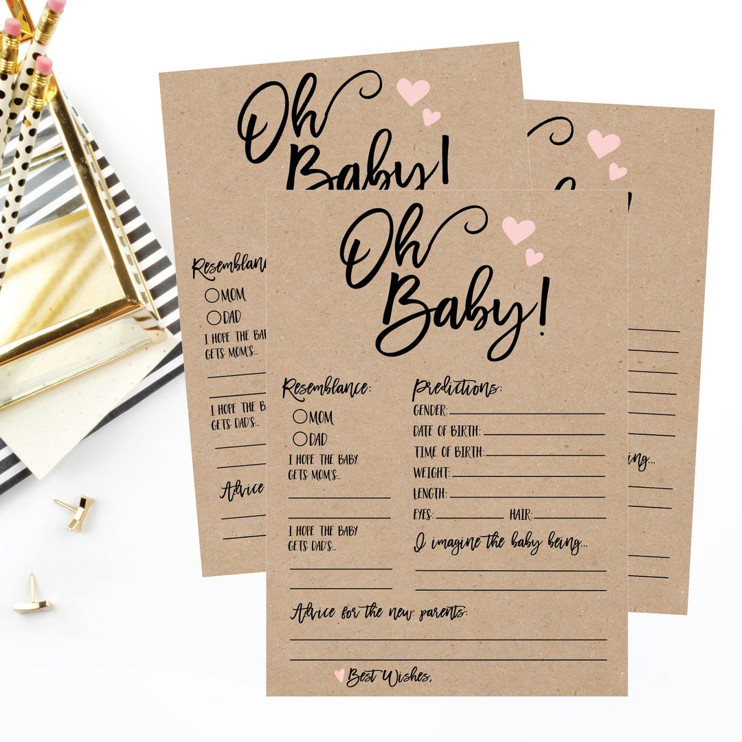 Baby Girl Prediction Cards Mad Libs, Printable Baby Prediction Cards
