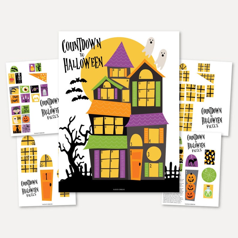 Halloween Countdown Printable Haunted House Advent Calendar & - Etsy