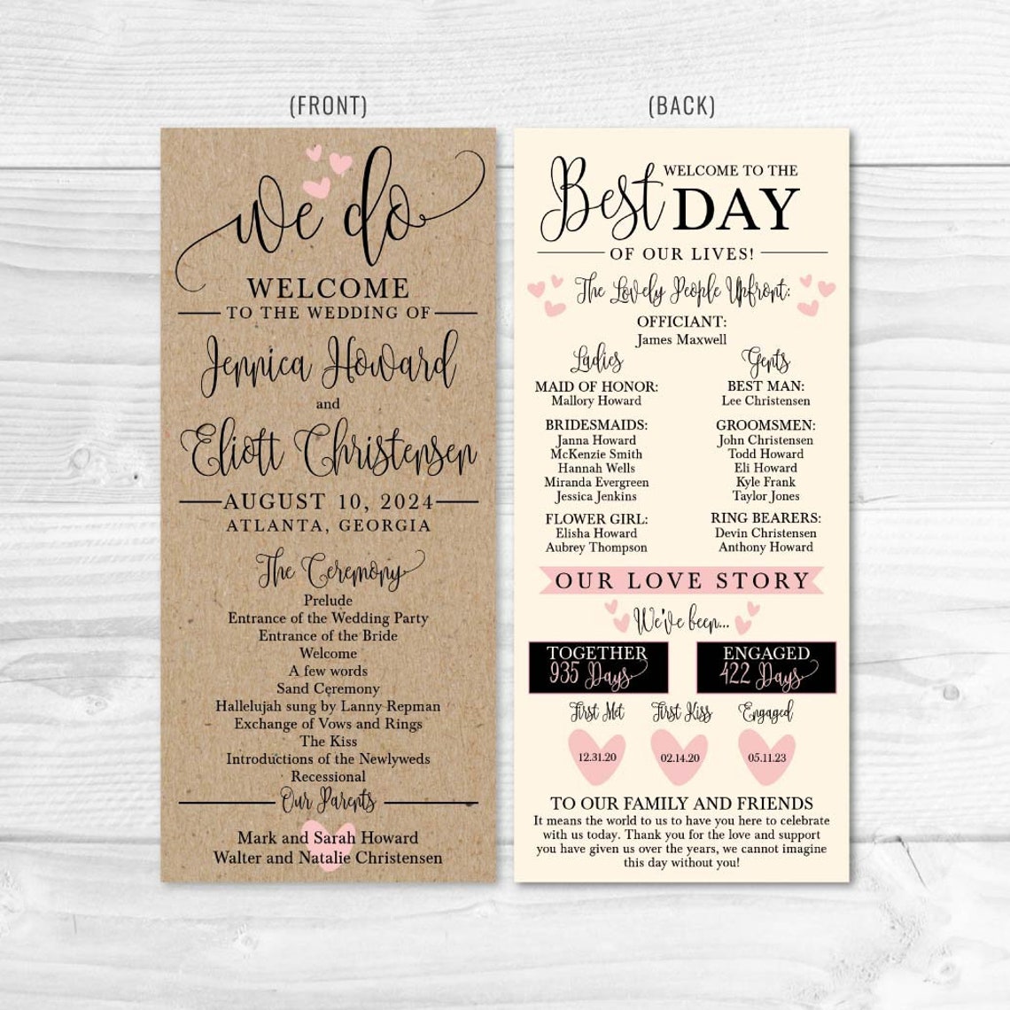 We Do Kraft Wedding Program Template Programs Designs - Etsy