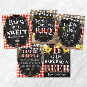 BBQ Baby Shower Signs Set Templates - Baby Shower Sign, Baby Shower ...