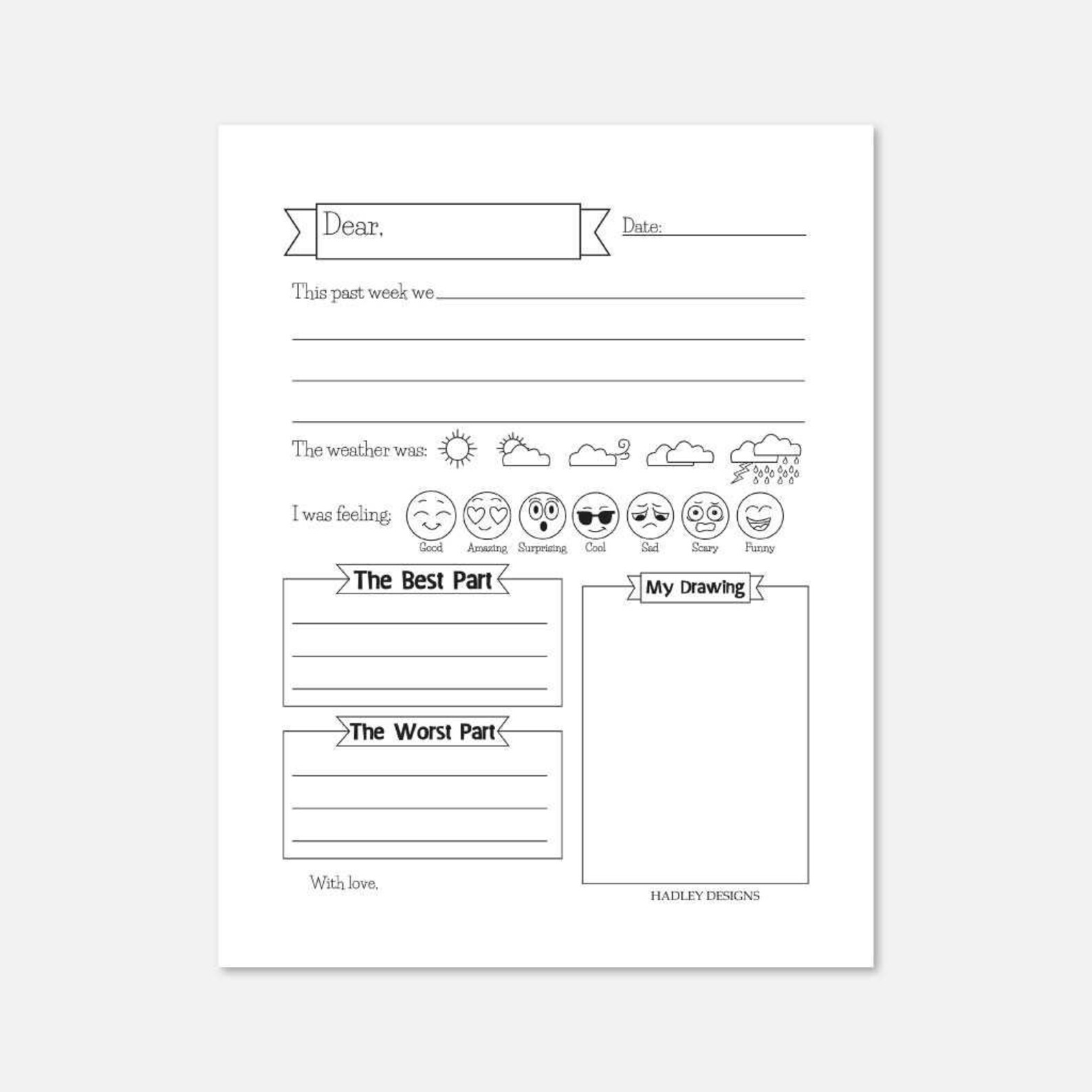Kids Journal Pages, Kids Journal Printable, Kids Journal Template, Kids ...