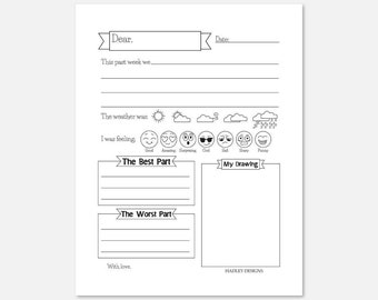 Kids Journal Pages, Kids Journal Printable, Kids Journal Template, Kids Letter Template, Kids Letter Stationary, Journal for Kids