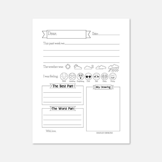 Kids Journal Pages, Kids Journal Printable, Kids Journal Template, Kids  Letter Template, Kids Letter Stationary, Journal for Kids