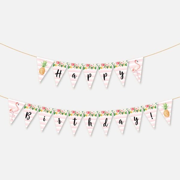 Tropical Birthday Banner - Etsy