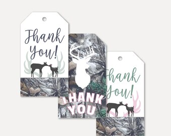 Camo Girl Baby Shower Thank You Favor Tags Template -Thank You Favor Tag Baby Shower, Thank You Favor Tag Printable, Shower Thank