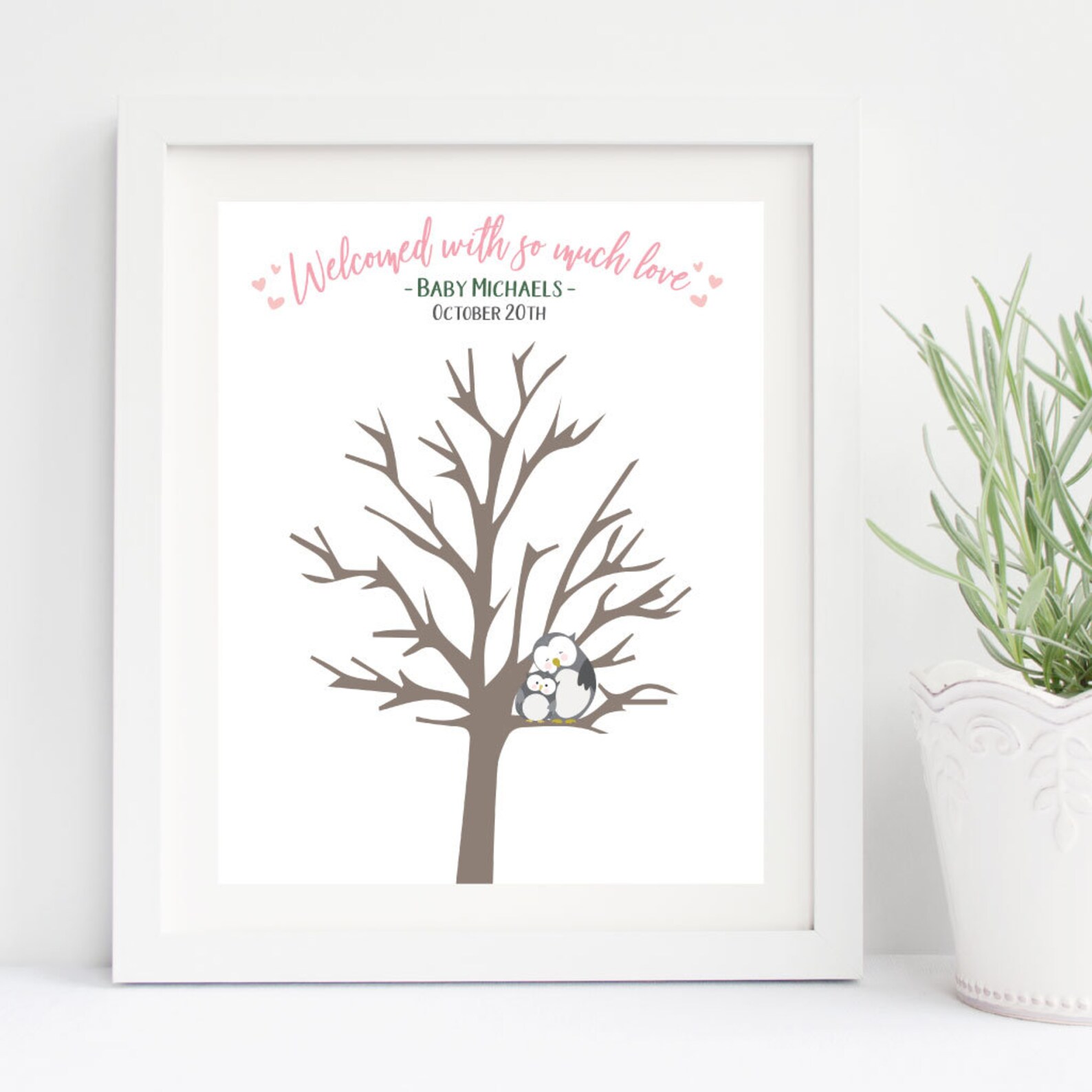 Owl Girl Baby Shower Guest Book Sign Template Printable Baby - Etsy