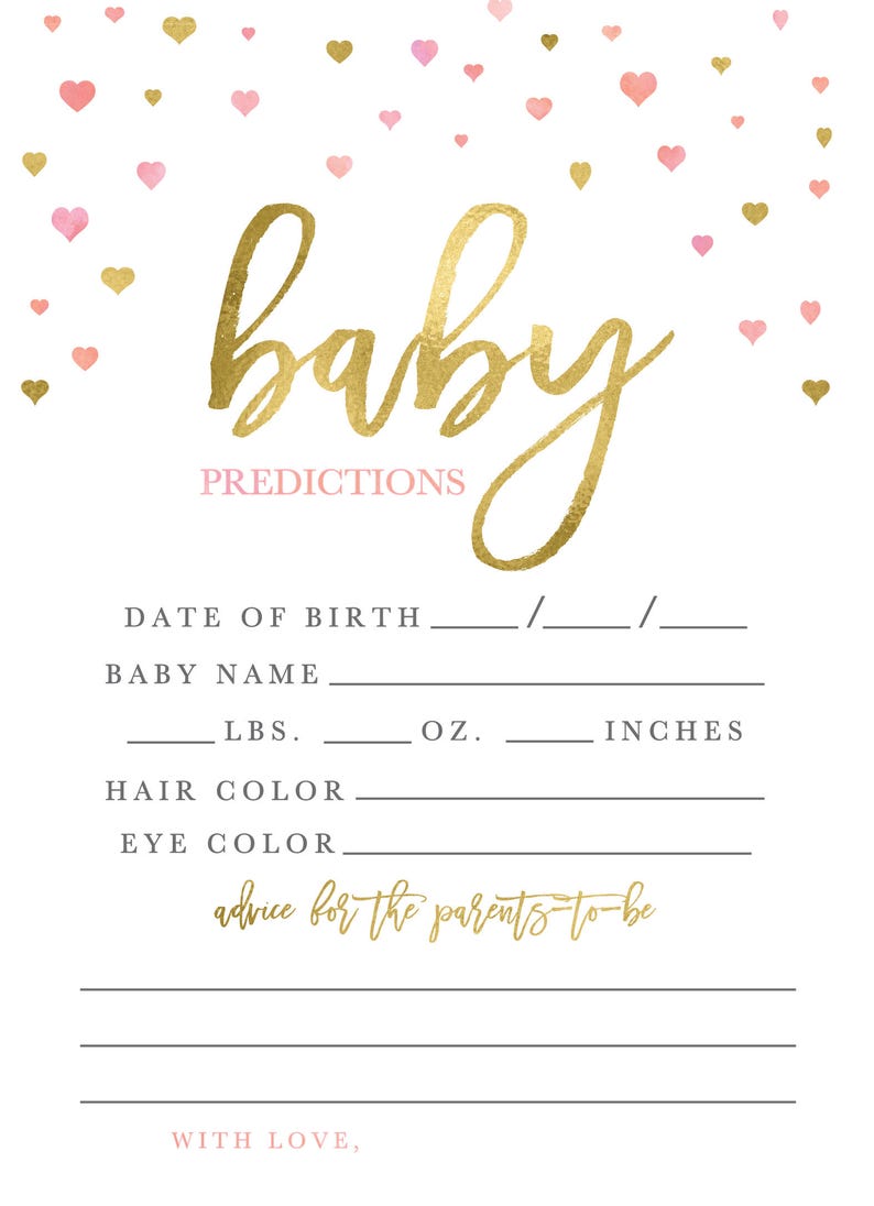 Baby Girl Prediction Cards Mad Libs Printable Baby Prediction Etsy