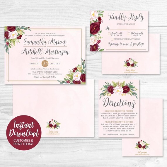 Diy Wedding Invitations Kits Affordable Wedding Invitations Etsy