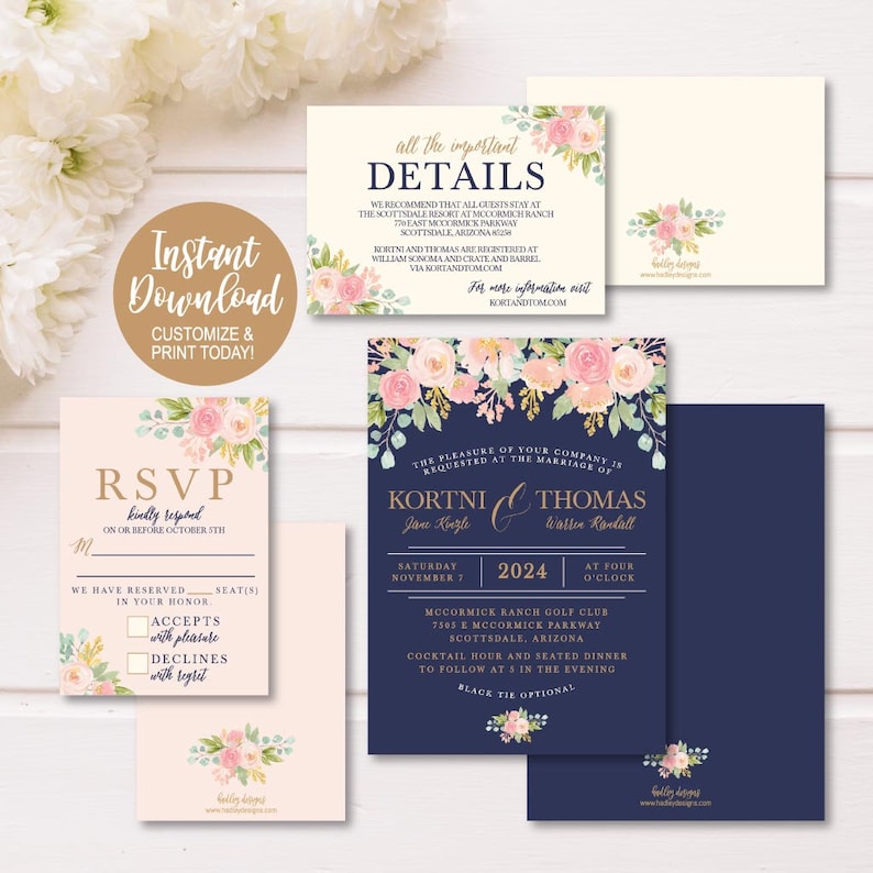 Wedding Invitations With RSVP Cheap Wedding Invitation Etsy