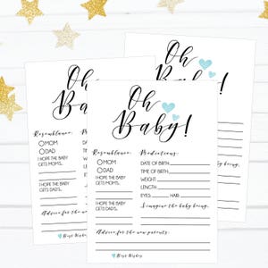 Moderne blaue Baby-Vorhersagekarten, Babyvorhersagen, Babyvorhersagen und Beratung Karte, Babyvorhersagen druckbare Babyvorhersagen & Beratung