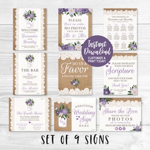 Wedding Signs Printable Bundle, Printable Wedding Sign Templates, Cheap Wedding Ceremony Signs, Wedding Printable SIgnage, Hadley Designs