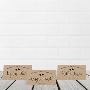 Kraft Calligraphy Wedding Place Cards Template Place Cards Wedding ...