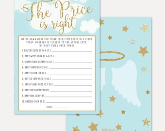 Angel Boy Baby Shower The Price Is Right Game Template - Baby Shower Game Printable, The Price Is Right Girl Baby Shower