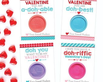 Kids PlayDoh Valentine Printable, Valentine Handout Cards, Class Party Valentines, Heart Kids Valentine Cards, School Valentine Printable
