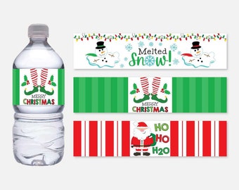 Water Bottle Wrapper Template, Christmas Water Bottle Labels Template, Bottle Wrapper Label, Printable Water Bottle Labels Birthday, PDF