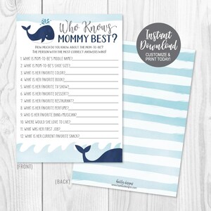 Baby Shower stampabile Chi conosce la mamma Migliori giochi, Chi conosce la mamma Miglior carta, Conosce la mamma Miglior gioco Baby Shower, Download istantaneo